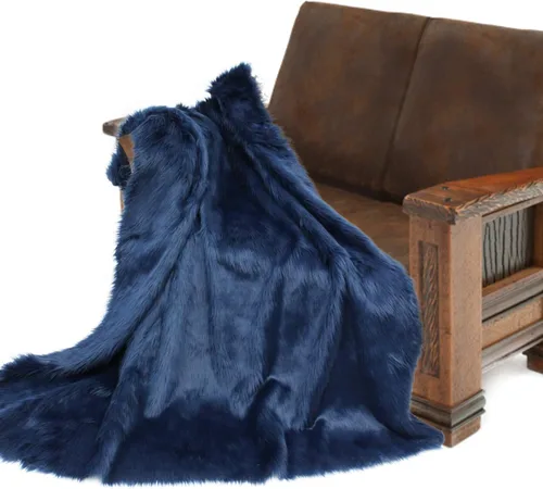 Vista 7 de Manta de felpa de piel sintética, manta de piel moderna, manta pequeña para bebé, pelo largo, color negro, peludo - Fur Accents (2 x 3 pies, negro)