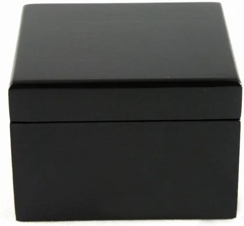 Vista 4 de Caja de música de madera enrollada con movimiento chapado en oro, piel Elise, negro