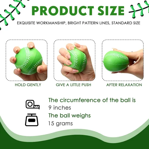Vista 3 de Leyndo 24 pelotas de béisbol de espuma suave para batear, práctica, entrenamiento, pelotas de béisbol de espuma para jugadores, juego de bolas