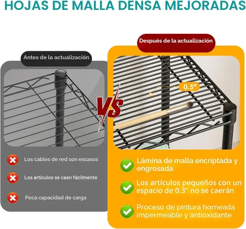Vista 4 de SINGAYE Estantería de alambre para armario: unidad de metal ajustable para organización de lavandería, baño, cocina, hogar, almacenamiento