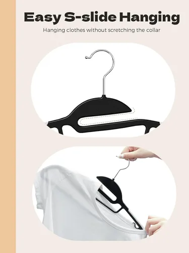Vista 5 de HOUSE DAY Perchas de Plástico Negro Paquete de 30, Delgadas que Ahorran Espacio, Perchas Antideslizantes para Ropa con Almohadillas de Goma, Percha