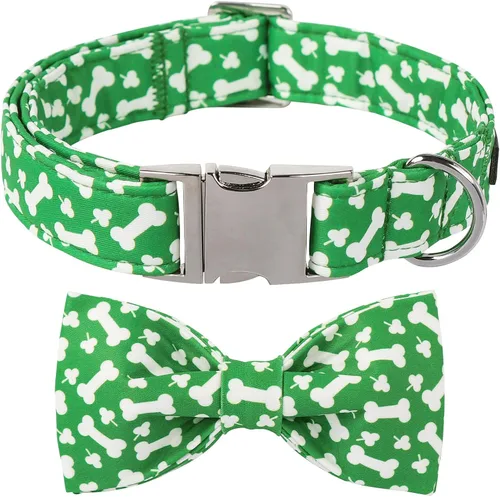 Vista 96 de Lionet Paws Collar de perro de Halloween con corbatín, bonito collar de algodón ajustable con hebilla de metal para perros pequeños, medianos y A