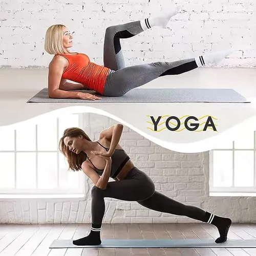 Vista 6 de Calcetines de agarre antideslizantes para mujer, calcetines acolchados ideales para yoga, pilates, barras, baile, hospital, entrenamientos