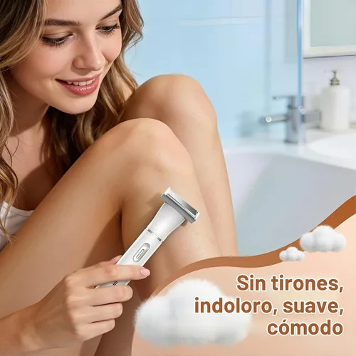 Vista 8 de Maquinilla de afeitar eléctrica para mujer, bikini 5 en 1 y recortadora