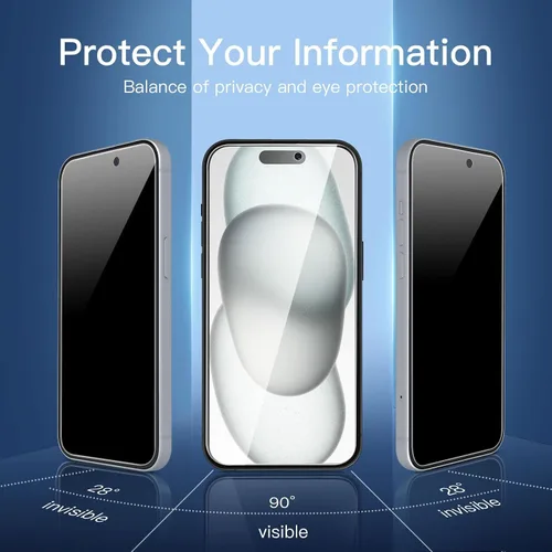 Vista 125 de NEW'C Paquete de 3 protectores de pantalla de privacidad para iPhone Air/iPhone 17 Air (6.5 pulgadas), película de vidrio templado antiespía