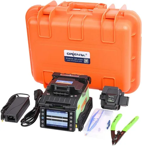 Vista 6 de ORIENTEK T44 Fusion Splicer fusionadora fibra óptica soudeuse fibra óptica FTTH Máquina empalmadora óptica + VFL FEDEX/UPS/DHL