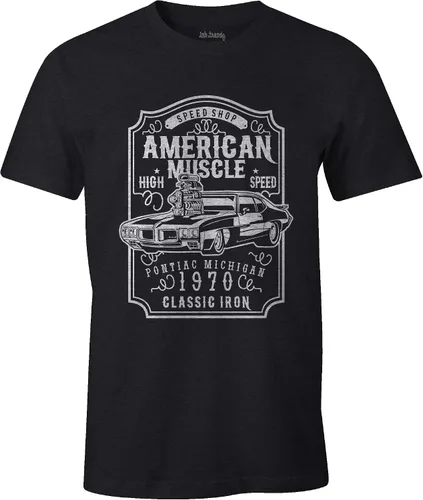 Vista 3 de Ink Trendz American Muscle Pontiac GTO Thunder Grill Racing Muscle Car Racing Mechanic camiseta gris jaspeado