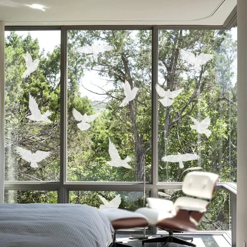 Vista 4 de 37 adhesivos anticolisión para ventanas, salva a los pájaros de golpes de ventanas, advierte a los pájaros, color blanco