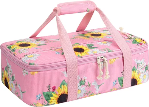 Vista 27 de Porta cacerolas aislado, porta ollas portátil para alimentos calientes o fríos, bolsa de lasaña para almuerzo para fiestas de comida, se adapta a