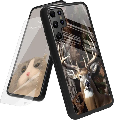 Vista 182 de Funda para Samsung Galaxy A12 5G con protector de pantalla, parte trasera de vidrio templado + TPU de silicona suave que absorbe los golpes