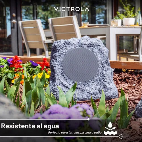 Vista 2 de Victrola Altavoz Rock al Aire Libre (Par) – Altavoces Bluetooth al Aire Libre Recargables IPX4 para Jardín, Patio, Construidos para Todas
