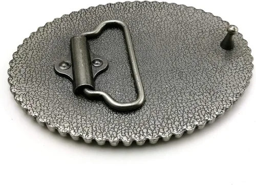 Vista 2 de LAXPICOL - Hebilla ovalada para cinturón para hombre diseño de cruz celta estilo americano color gris