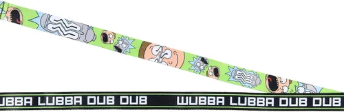 Vista 3 de Rick and Morty Wubba - Cordón Wubba con soporte para identificación, dije de goma y calcomanía, cierre de separación