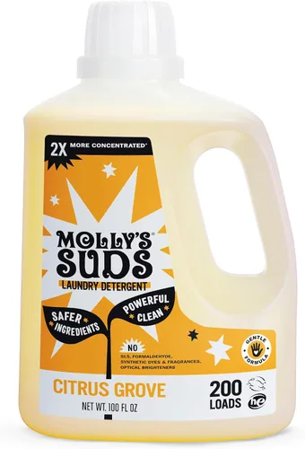 Vista 14 de Detergente líquido para ropa Molly's Suds Jabón detergente limpio para ropa para pieles sensibles 2x concentrado, alta eficiencia (HE) Sin
