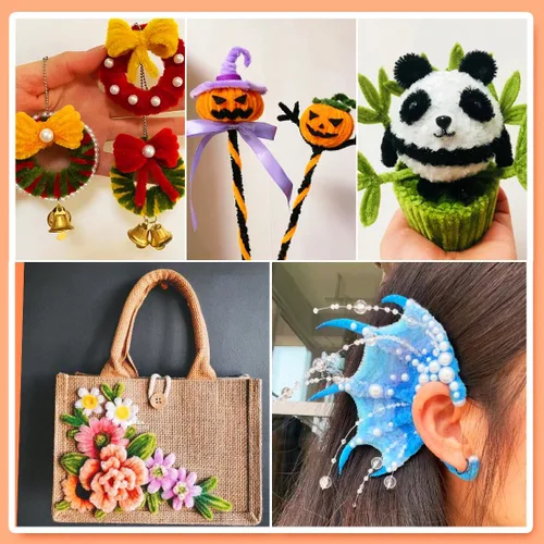 Vista 4 de Cuentas de pony a granel para pulseras, 1200 piezas multicolor + 200 limpiadores de tuberías, hacer cuentas a granel para trenzar el cabello