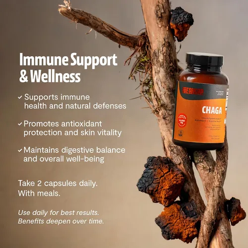 Vista 7 de FreshCap Mushrooms Paquete antioxidante (cápsulas Chaga y cápsulas de complejo de hongos definitivos)