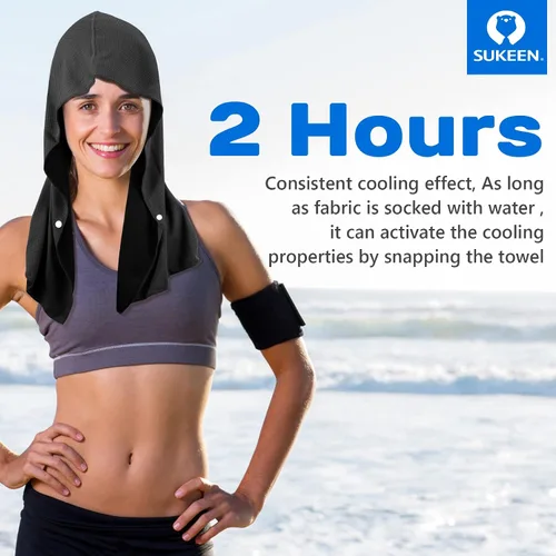 Vista 7 de Sukeen Toalla refrescante con capucha para hombres, toallas refrescantes para el cuello y la cara, se enfría cuando está mojado, envolturas