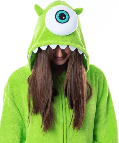 Vista 2 de Disney Monsters Inc - Disfraz de Mike Wazowski Kigurumi para adultos, Verde lima (Lime Green)