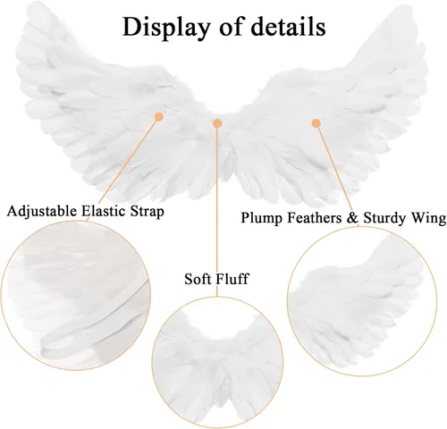 Vista 4 de Yieeonc Angel Wings and Halo Adult Feather Angel Wings Costume for Kids Women Girls Halloween Cosplay Costumes