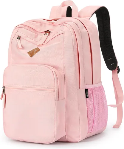 Vista 29 de ZORFIN - Mochila de 26 litros para la escuela, universidad y viajes, impermeable, con 8 compartimentos, Verde militar, Moderno