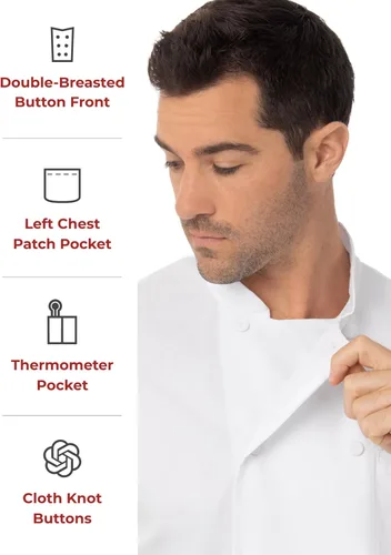 Vista 4 de Chef Works Abrigo de chef Montreal Cool Vent para hombre