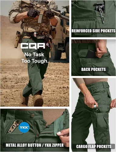 Vista 7 de CQR - Pantalones tácticos tipo cargo para hombre, tejido ripstop, resistentes al agua, ligeros, para uso diario, trabajo, senderismo o exteriores