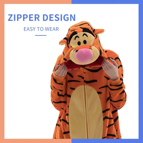 Vista 3 de COSUSKET Snug Fit Unisex Adult Onesie Pajamas, Flannel Cosplay Animal One Piece Halloween Costume Sleepwear Homewear