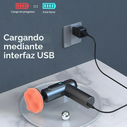 Vista 5 de Kit de pulidor inalámbrico para automóvil con baterías recargables USB-C de 2000 mAh, kit de cera portátil para automóvil con 3 discos adicionales