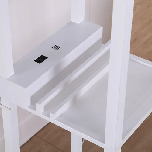 Vista 4 de Brightech Maxwell Charger - Lámpara de pie moderna con estantes con puertos de carga USB y toma de corriente eléctrica - Lámparas de pie de esquina