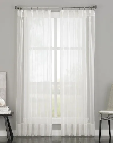 Vista 10 de Curtainworks Soho Panel de Cortina Transparente de Gasa con Pliegues Pinzados, 29 por 63 pulgadas, Ostra