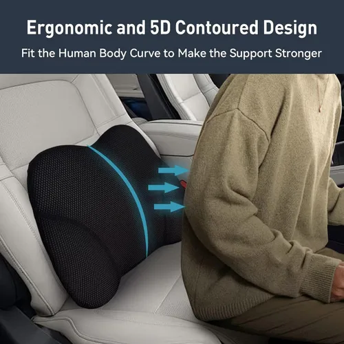 Vista 6 de SPRFUFLY Realmente Increíble Almohada de Soporte Lumbar para Asiento de Automóvil - Espuma Viscoelástica Pura con Funda Extraíble Transpirable