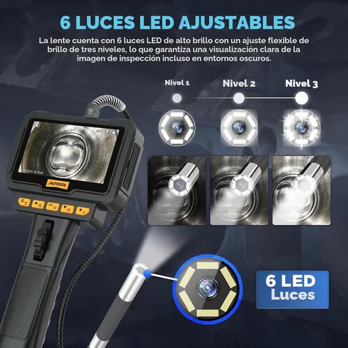 Vista 6 de AUTOOL Boroscopio articulado bidireccional de 210 ° con cámara endoscopio de luz