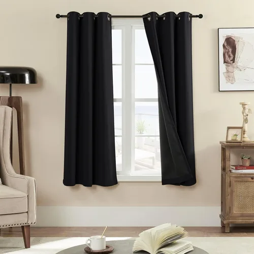 Vista 32 de Rutterllow - Cortinas 100% opacas, paneles de cortina con ojales, aislamiento térmico y bloqueo de luz para habitación y sala de estar