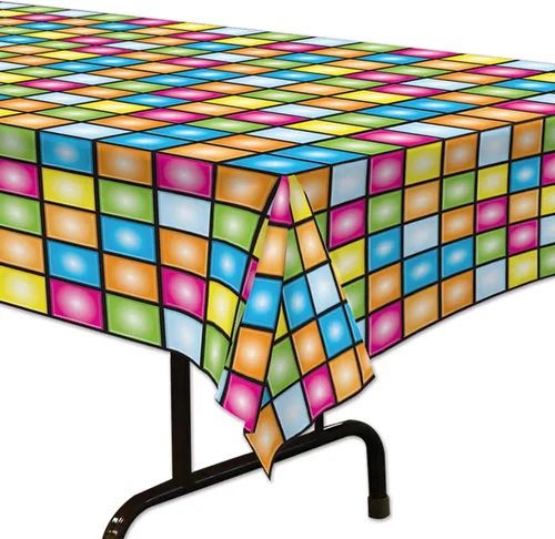 Vista 4 de Beistle Mantel de discoteca, 54 x 108 pulgadas, mantel de plástico, mantel rectangular, fundas para fiestas, decoraciones de fiestas, temas groovy