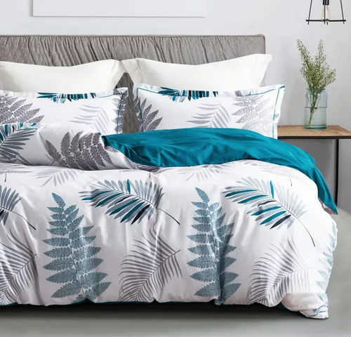 Vista 23 de Sleepbella - Edredón tamaño individual, algodón de 600 hilos, patchwork a rayas en blanco y azul marino, diseño reversible en azul, con relleno