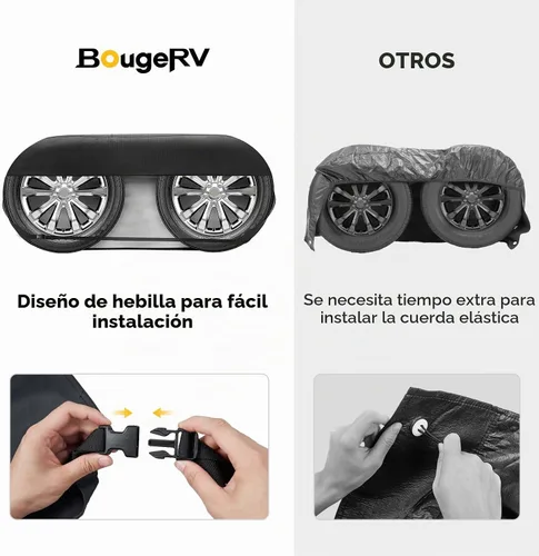 Vista 4 de BougeRV Fundas para neumáticos de autocaravana, cubierta de rueda de doble eje (2 paquetes) se adapta a neumáticos de 30 a 33 pulgadas de diámetro