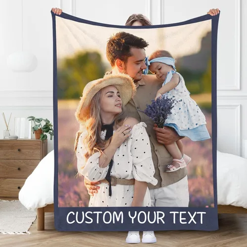 Vista 11 de Gowelly Manta personalizada con imagen, manta personalizada con fotos para adultos, niños, familia, mejores amigos en cumpleaños, Navidad, boda