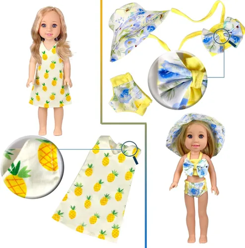 Vista 3 de WONDOLL American 10 Conjuntos de ropa de muñeca de 14/14.5 pulgadas