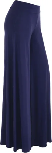 Vista 27 de Made By Johnny Pantalones palazzo elásticos de pierna ancha para mujer, lisos, casuales, cómodos