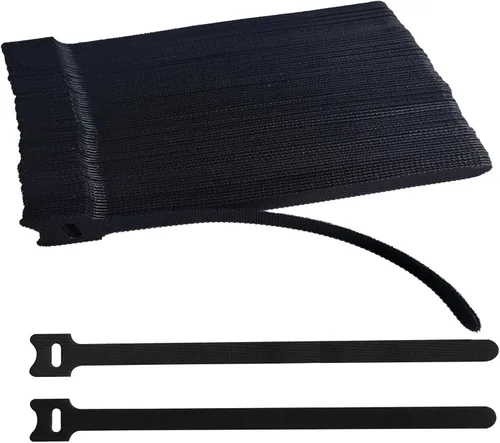 Vista 7 de 60 bridas reutilizables negras de 6 pulgadas, correas de cable ajustables multiusos, organizador de cables, gestión de cables de gancho y envoltura