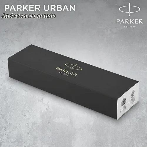 Vista 7 de Parker Urban pluma estilográfica, punta fina, tinta azul recargable Metro Metallic Chrome Trim