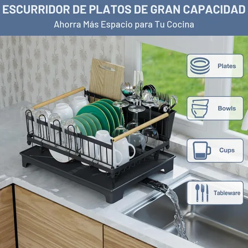 Vista 3 de Escurridor de platos para encimera de cocina con escurridor de platos
