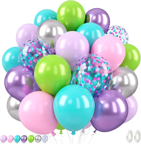 Vista 19 de 50 globos de Halloween, globos de 12 pulgadas, globos morados negros y anaranjados de 12 pulgadas, globos de confeti de murciélago, globos de látex