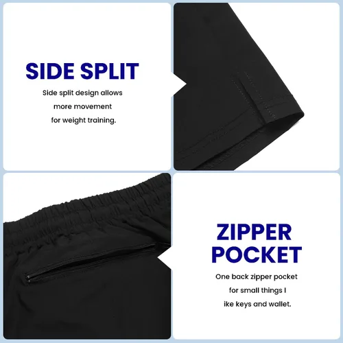 Vista 5 de COOFANDY - Paquete de 2pantalones cortos de entrenamiento para hombre, diseño con bolsillos, de secado rápido, para fisicoculturismo, levantamiento