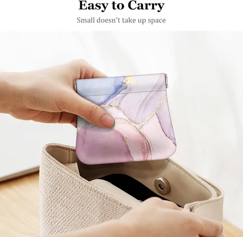 Vista 5 de Fintie - Monedero de piel sintética para monedas para mujeres y niñas, Rosa de mármol, Moda