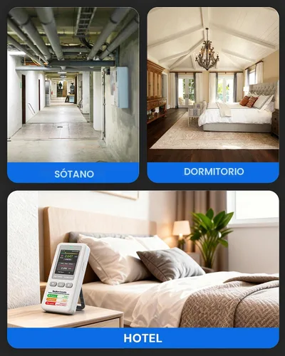 Vista 6 de HOUND-1011S Detector de radón portátil, sensor de alta precisión para el hogar, ligero, alarmas audibles y visuales, monitoreo a largo plazo Blanco
