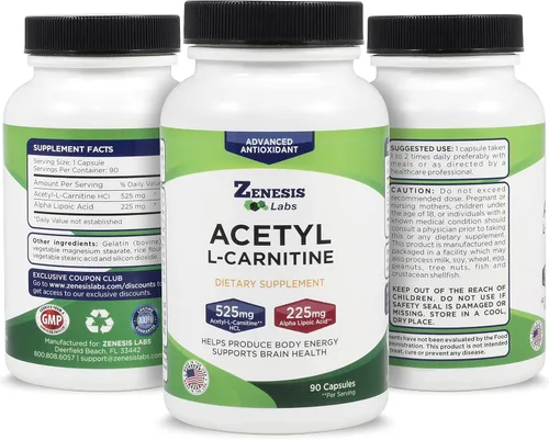 Vista 2 de Acetil L-Carnitina con Ácido Alfa Lipoico - 90 Cápsulas
