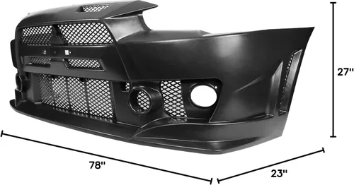 Vista 10 de Conversión de parachoques delantero compatible con MITSUBISHI LANCER 2008-2015, kit de carrocería de conversión de cubierta de parachoques negro PP