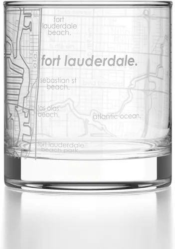 Vista 53 de Well Told Vaso de rocas grabado con mapa de Akron, Ohio, cristalería estilo antiguo (325ml, transparente) Vaso de bourbon grabado, regalos