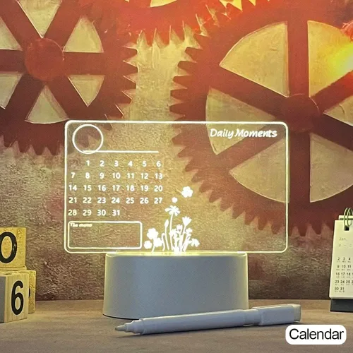 Vista 3 de Tablero de notas LED, lámpara de noche para tablero de notas, luz nocturna LED creativa, tablero de mensajes USB, luz LED de acrílico regrabable